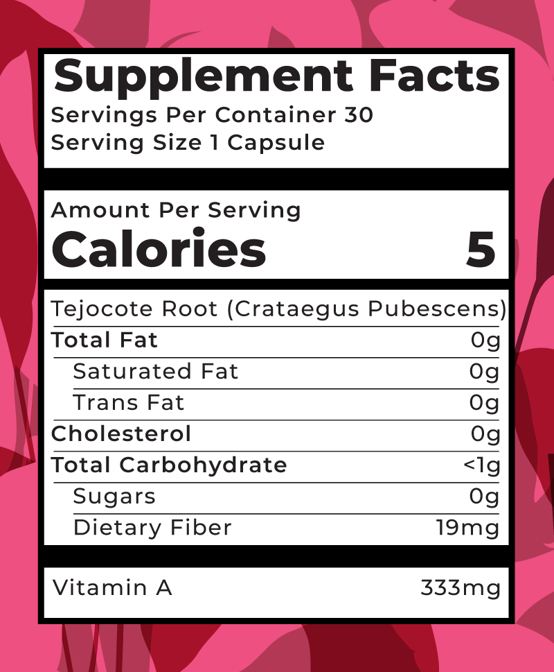 Supplemental Facts: weightboss Body Detox - Detailed nutritional information and ingredient list of the 100% natural detox product for transparency and informed decision-making. Root of Tejcote and Konjac Fiber formulation